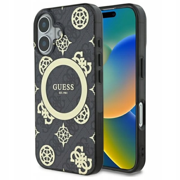 Originální pouzdro Guess pro iPhone 16 6.1", černý obal na zadní kryt MagSafe