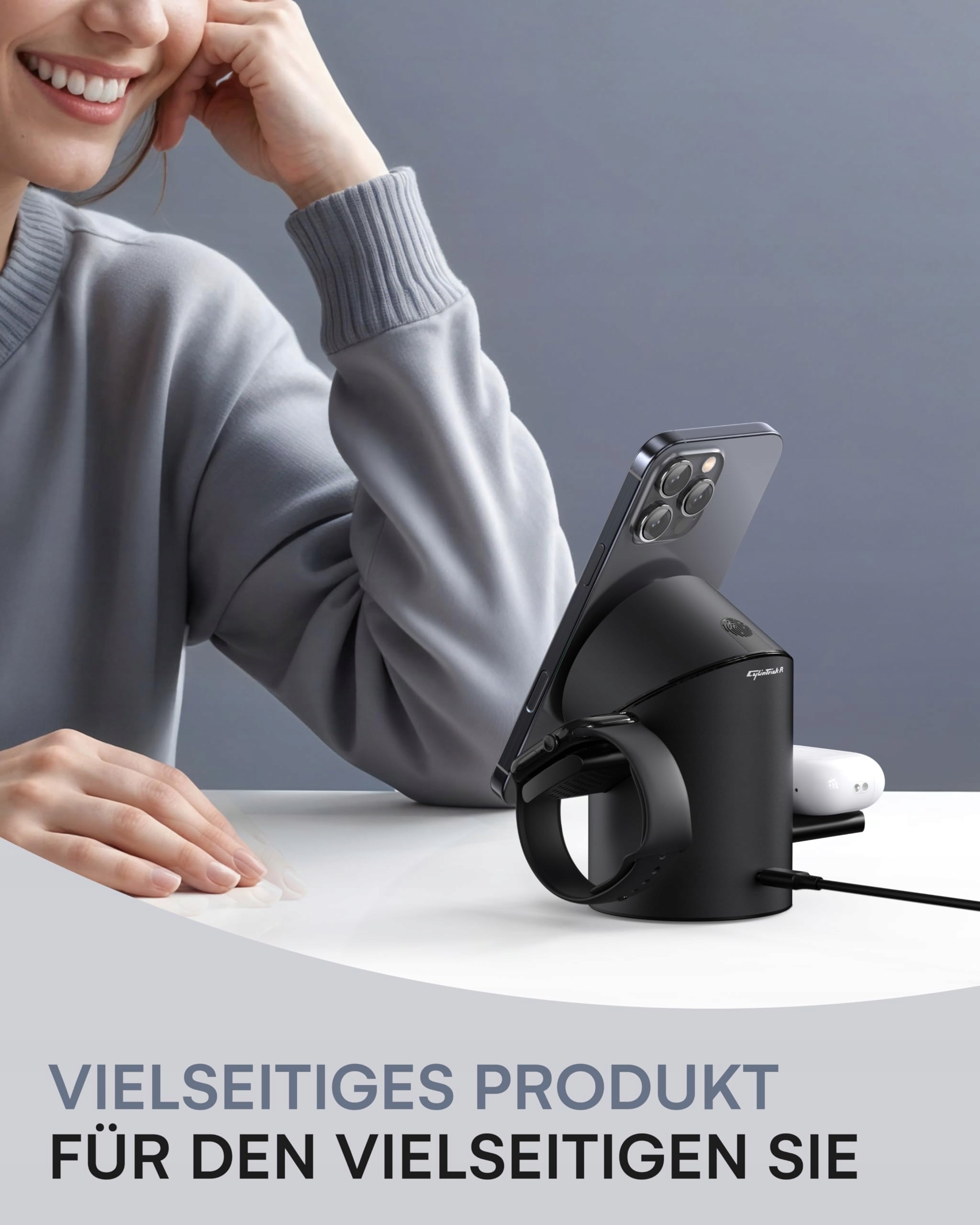 ZEEHOO Stacja Ładowania 3w1 Dla Apple Watch iPhone AirPods 15W Qi2 — miniatura 5
