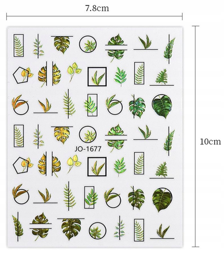 NAKLEJKI NA PAZNOKCIE DO MANICURE LIŚCIE PAPROCI ROŚLINY MONSTERA Rodzaj Naklejki