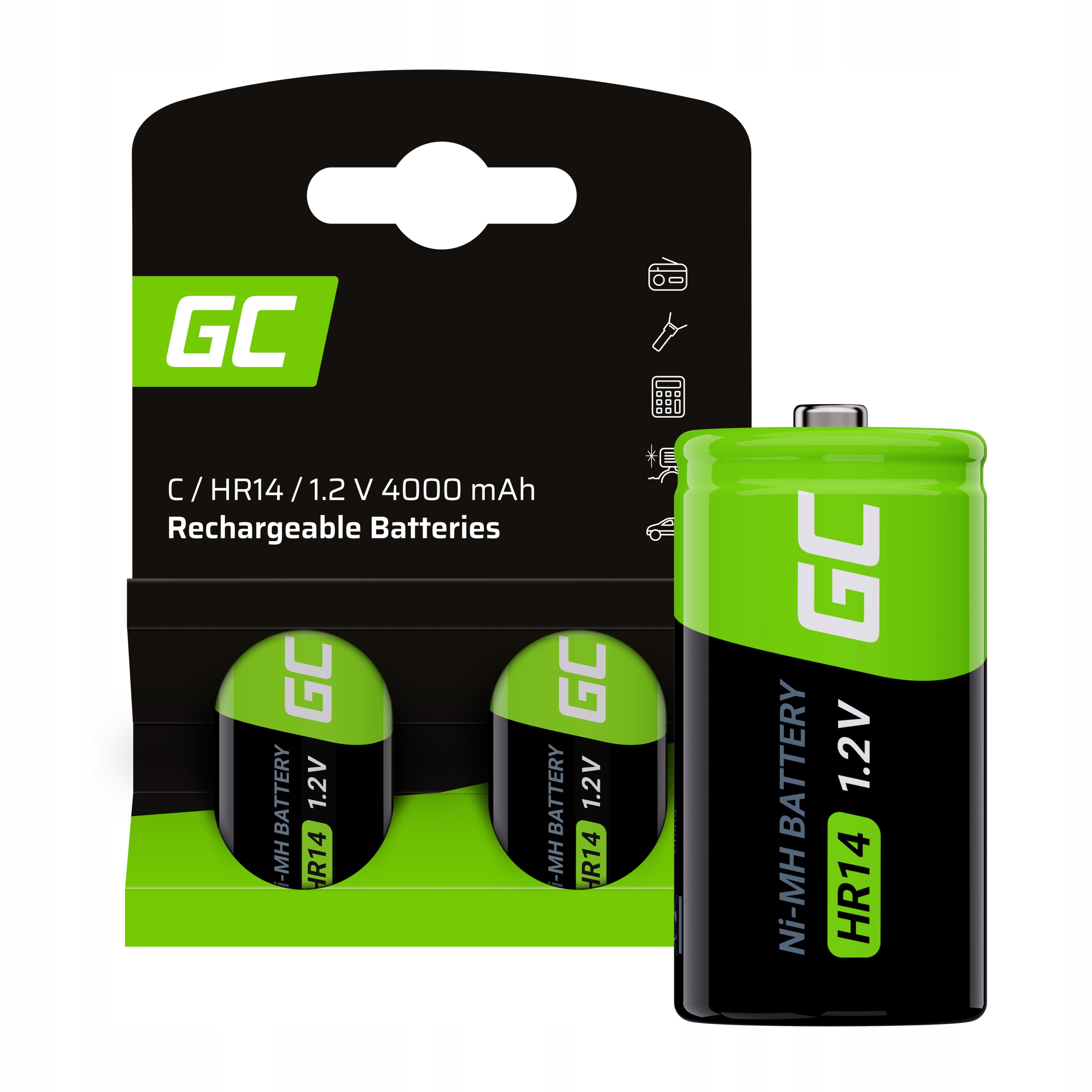 

2x Akumulatorki C HR14 R14 1.2V 4000mAh Green Cell