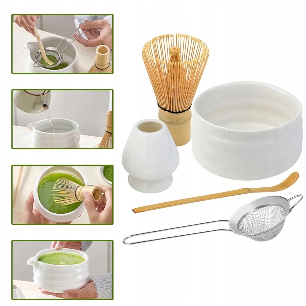 Meditační Sada Matcha Keramická V Barvě Dřeva S Miskou
