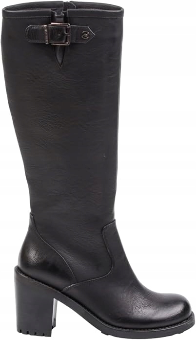 Zimní Chattawak Černé Kozačky Kozačky Na Podpatku S Přezkou