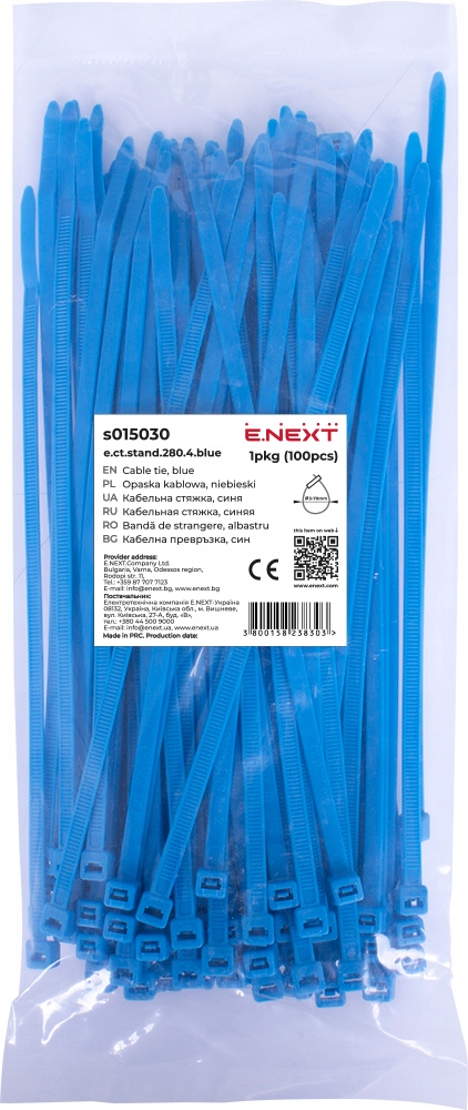 Opaska zaciskowa, niebieska, 4mm x 280mm (100szt.) Trytytki
