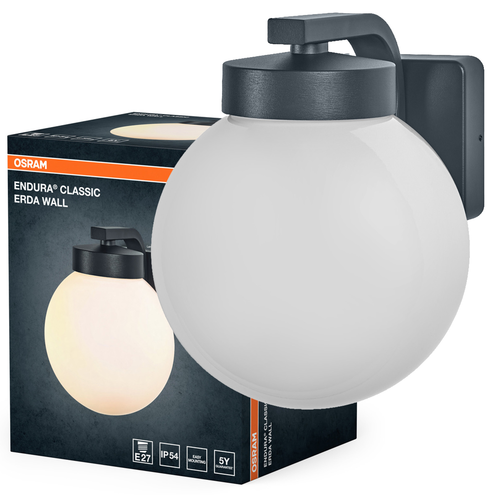 Zahradní nástěnné svítidlo Venkovní fasádní lampa E27 Šedá IP54 Endura Osram