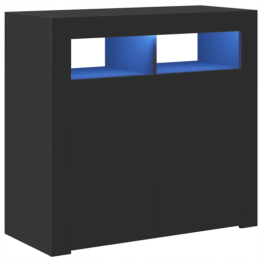 Minimalistická skříňka s Rgb Led osvětlením, černá, 80 x 35 x 75 cm