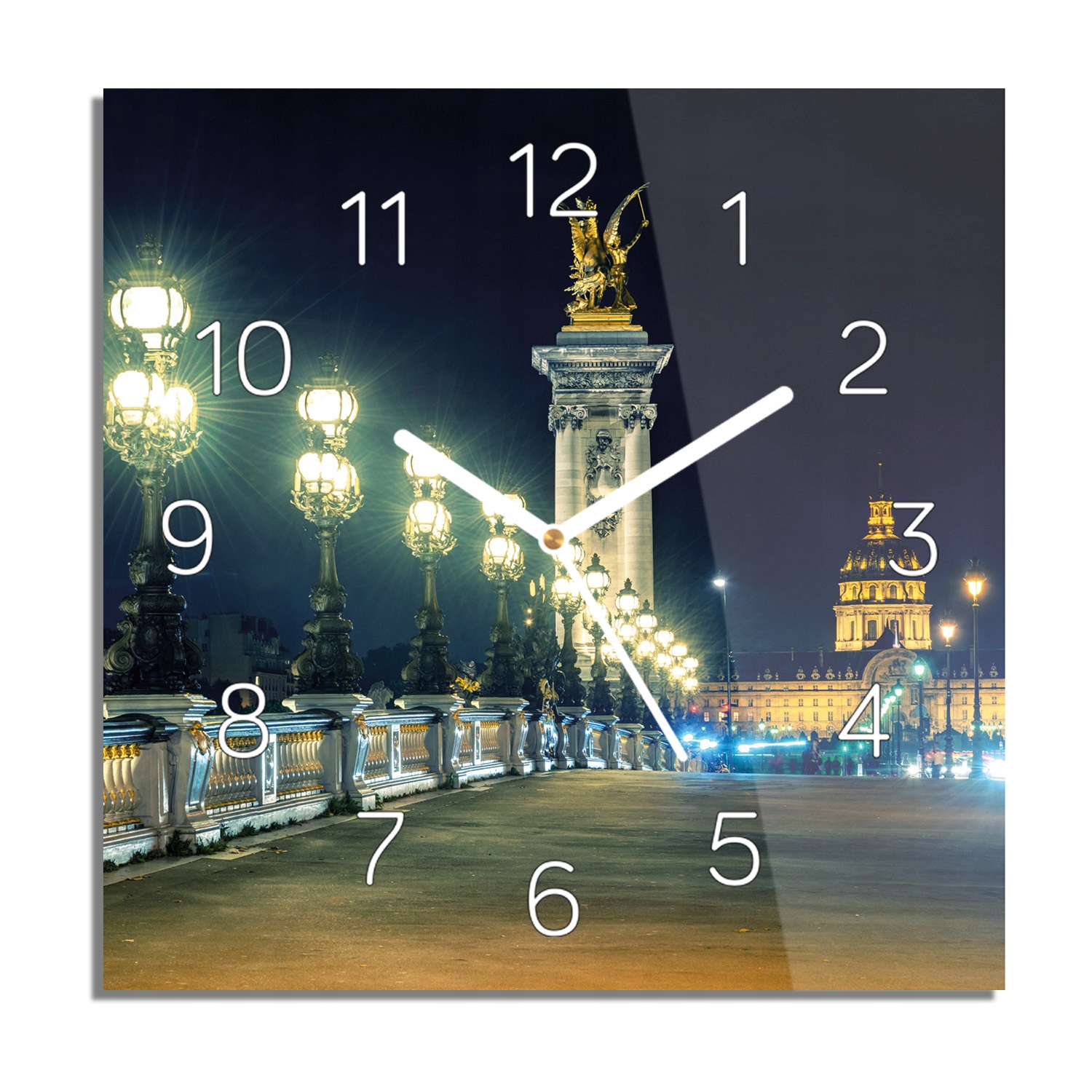 Most noc lampy foto-hodiny moderní 30x30 s fotografií