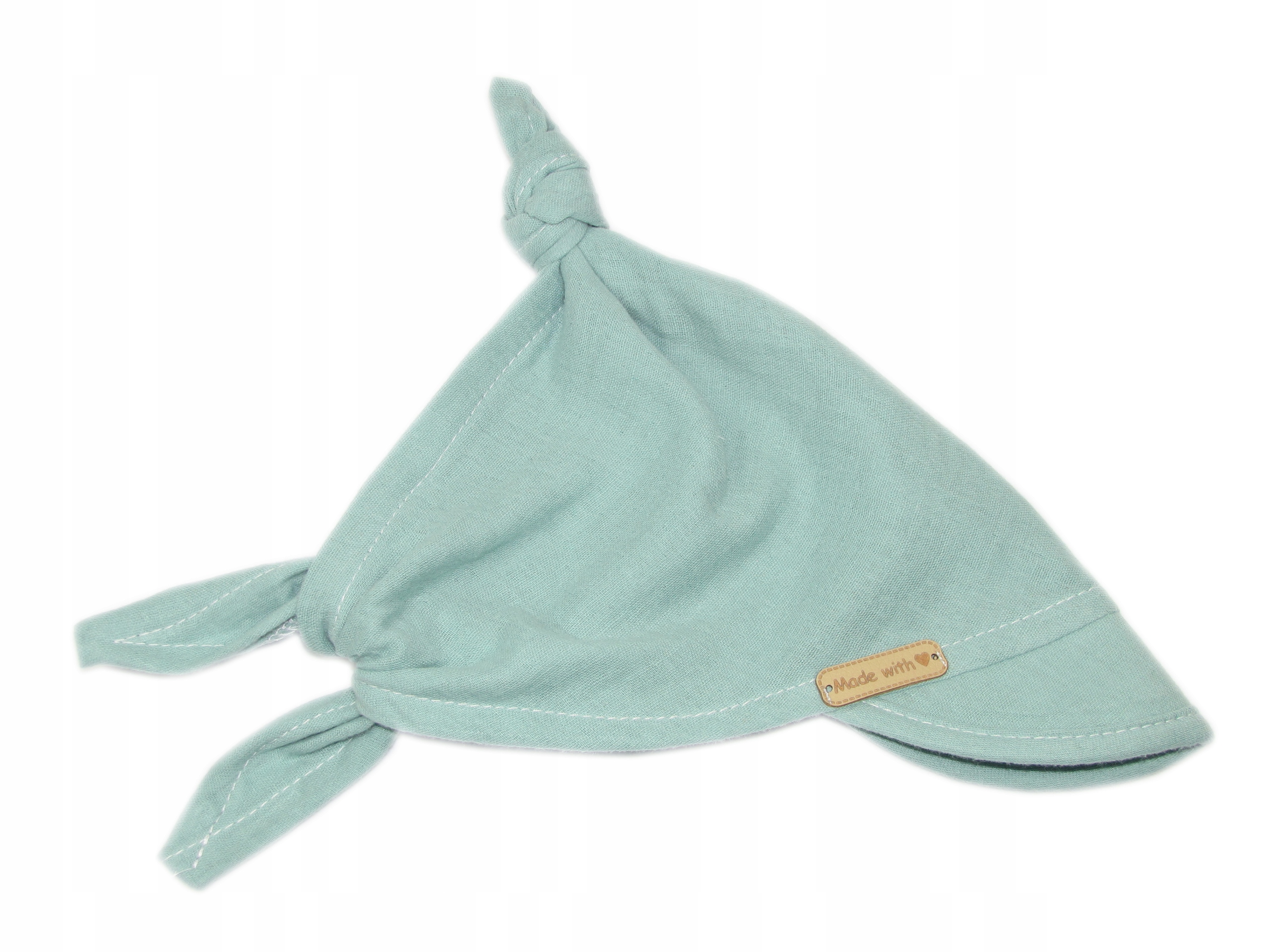 CHUSTKA Z DASZKIEM MUŚLINOWA DOUBLE GAZE MIĘTOWA Rozmiar 34-50 cm