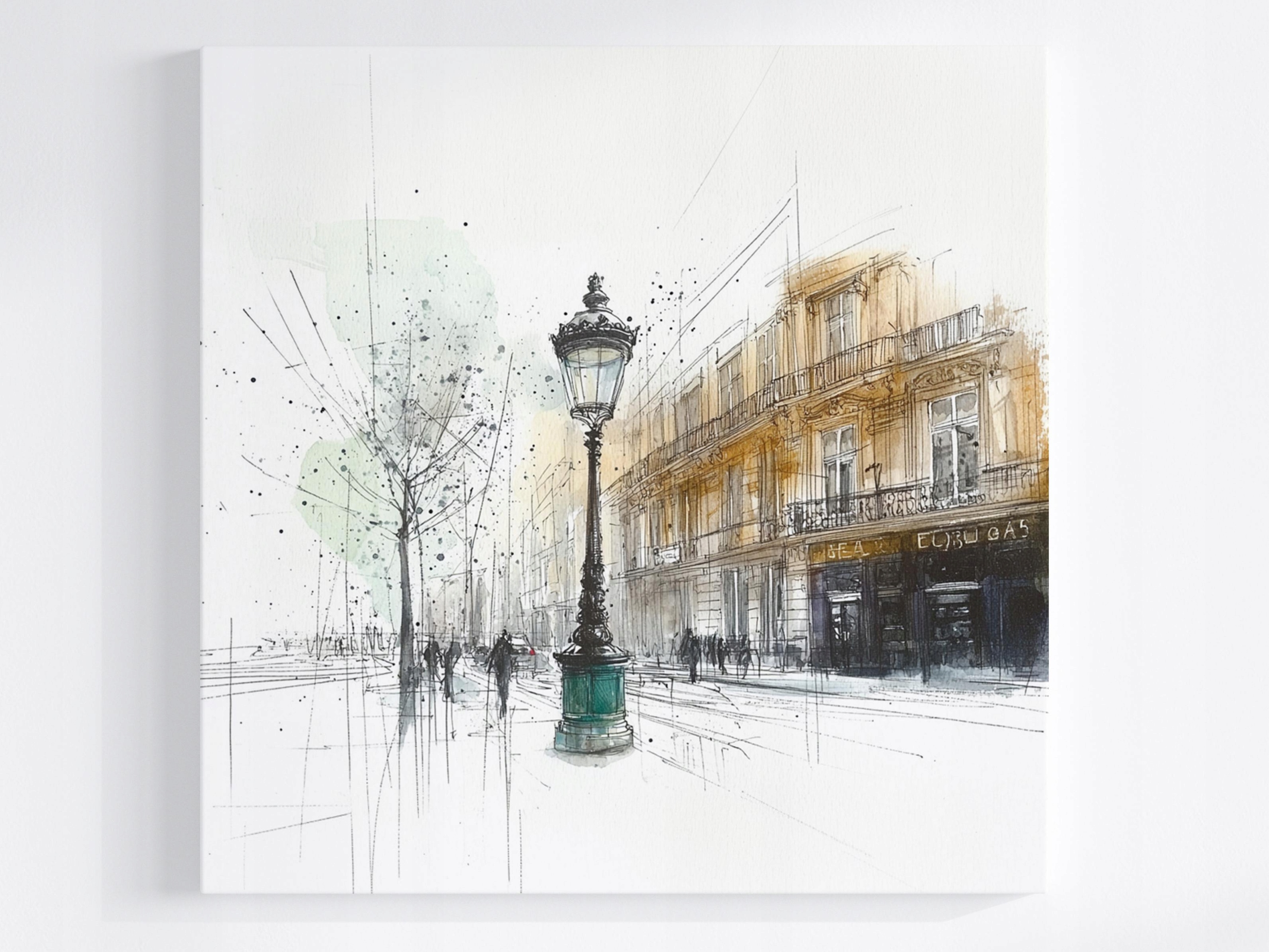 Obraz Na Plátně Kresba Grafika Město Ulice Lucerna Pohyb 80x80