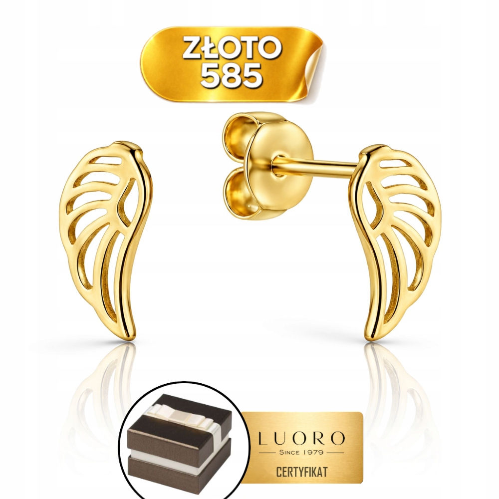 Náušnice Zlaté Křidélka Na Tyčince 14K 585 Dárek