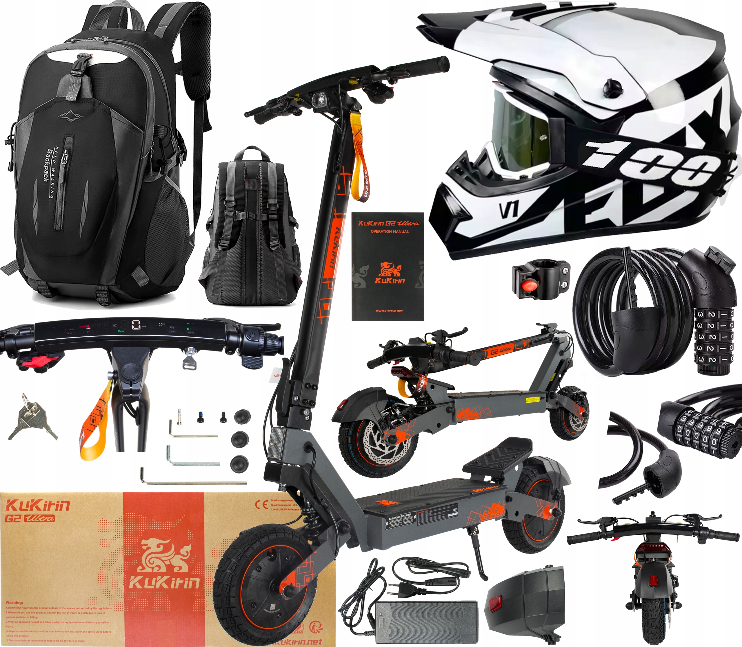 KuKirin G2 Ultra Elektrická vozidla 1600W 48V 18Ah 50km/h 55KM +Dárek