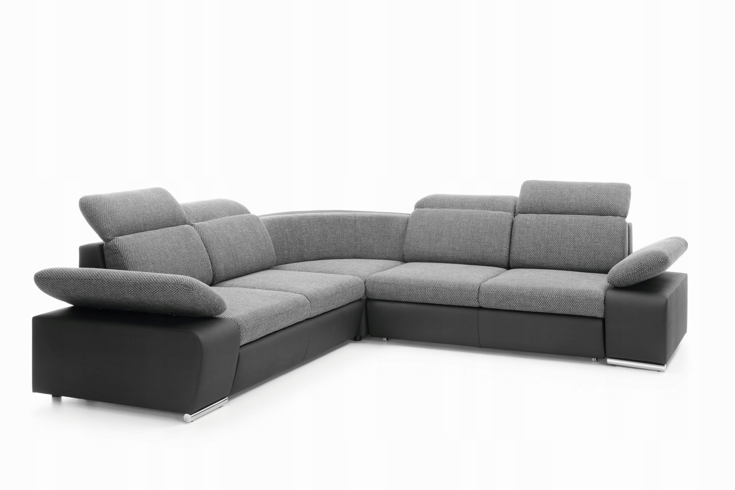 Rohová Sedací Souprava Trento Funkce Spaní Moderní Pletená tkanina Šedá