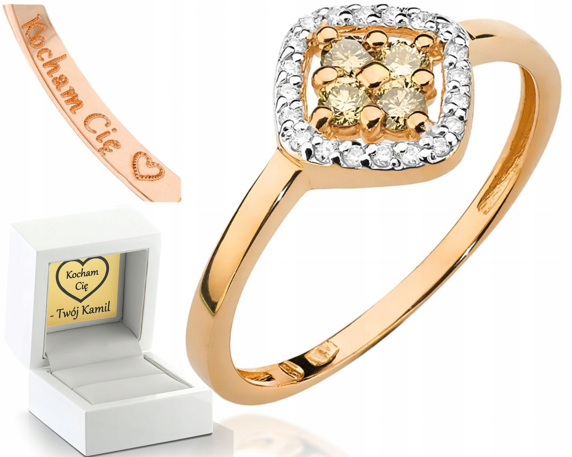 Růžové Zlato Prstýnek S Hnědými Brilianty