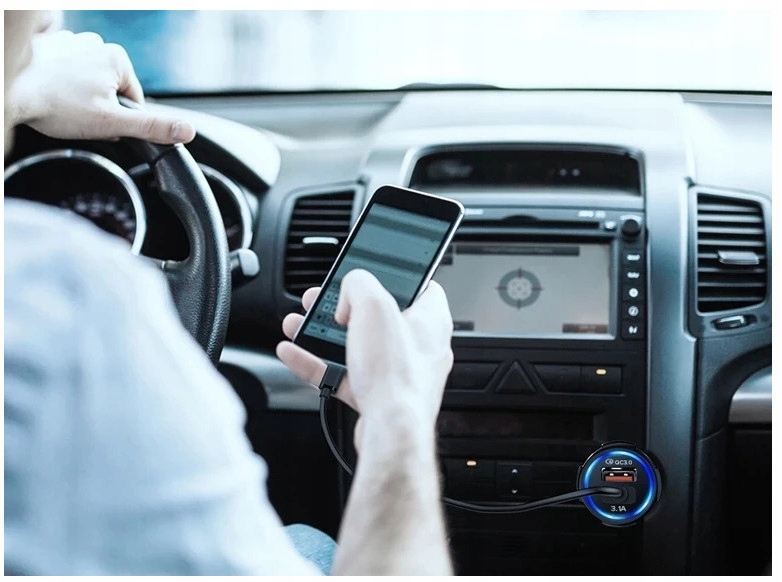 MOCNA ŁADOWARKA SAMOCHODOWA ZASILACZ 2XUSB SZYBKIE ŁADOWANIE 3,1A Waga produktu z opakowaniem jednostkowym 0.15 kg