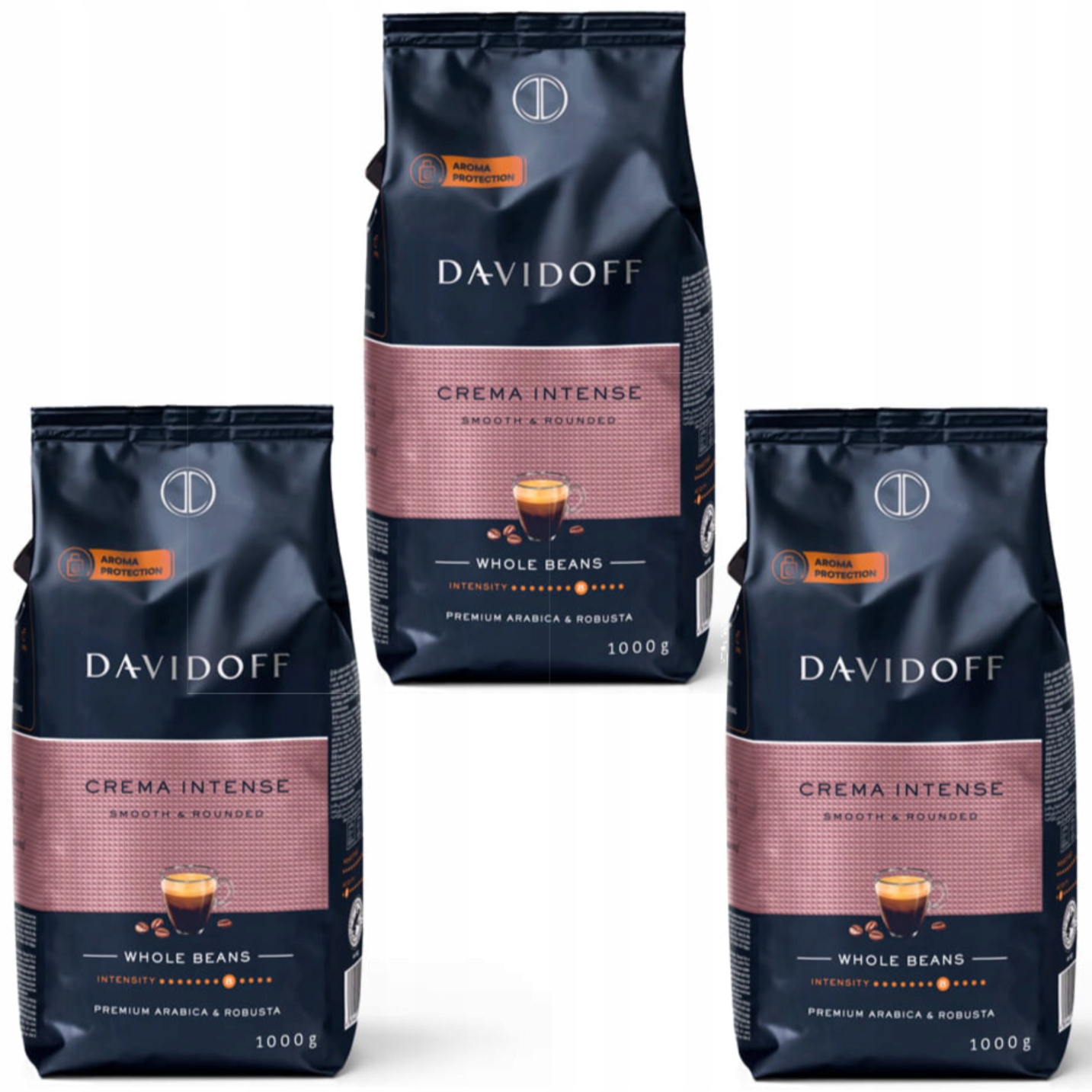 Levně Davidoff Cafe Crema Intense Káva Zrnková Arabika Robusta 1kg x3