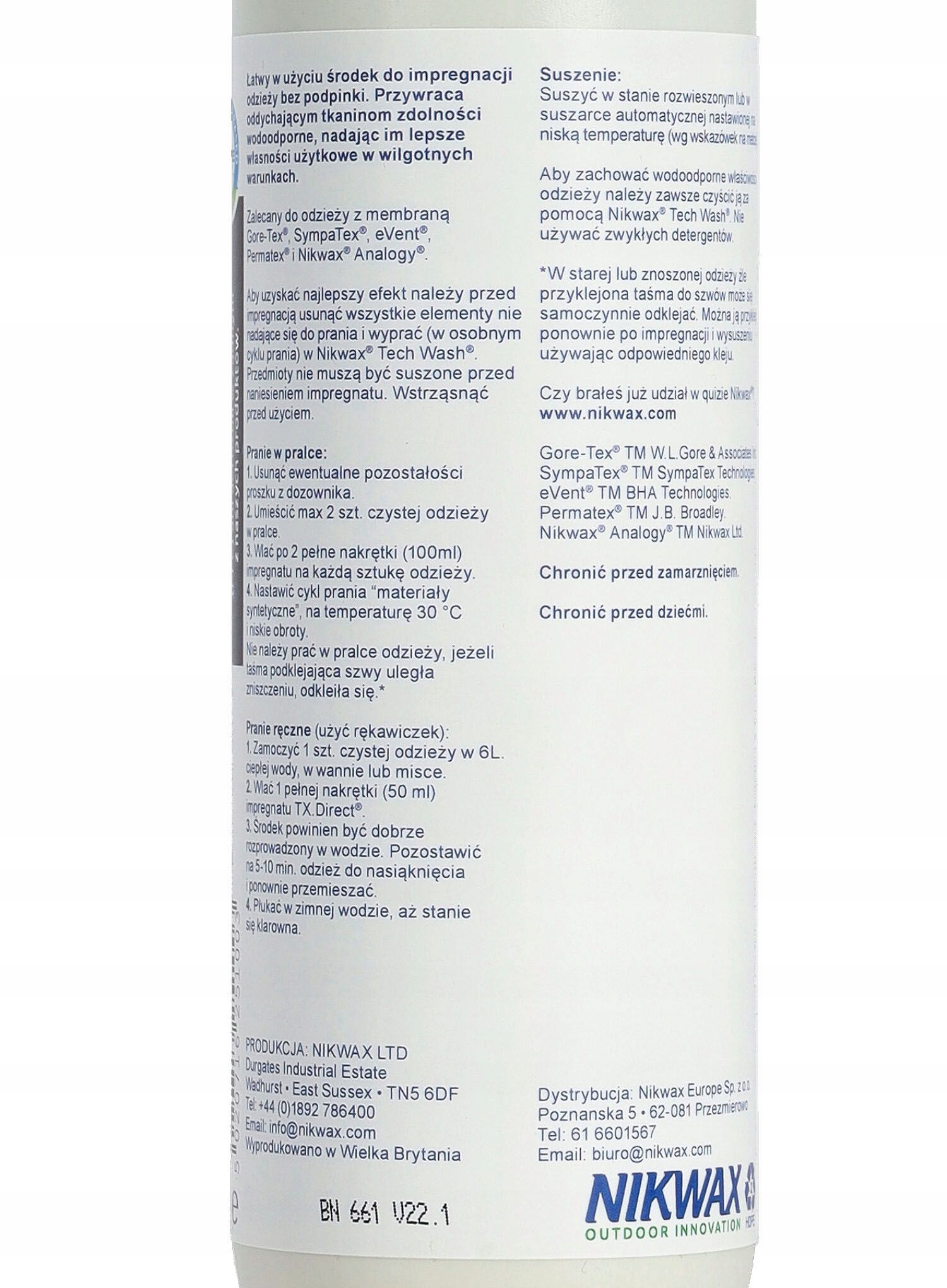 Impregnat Nikwax TX Direct Wash In 300 ml Forma płyn