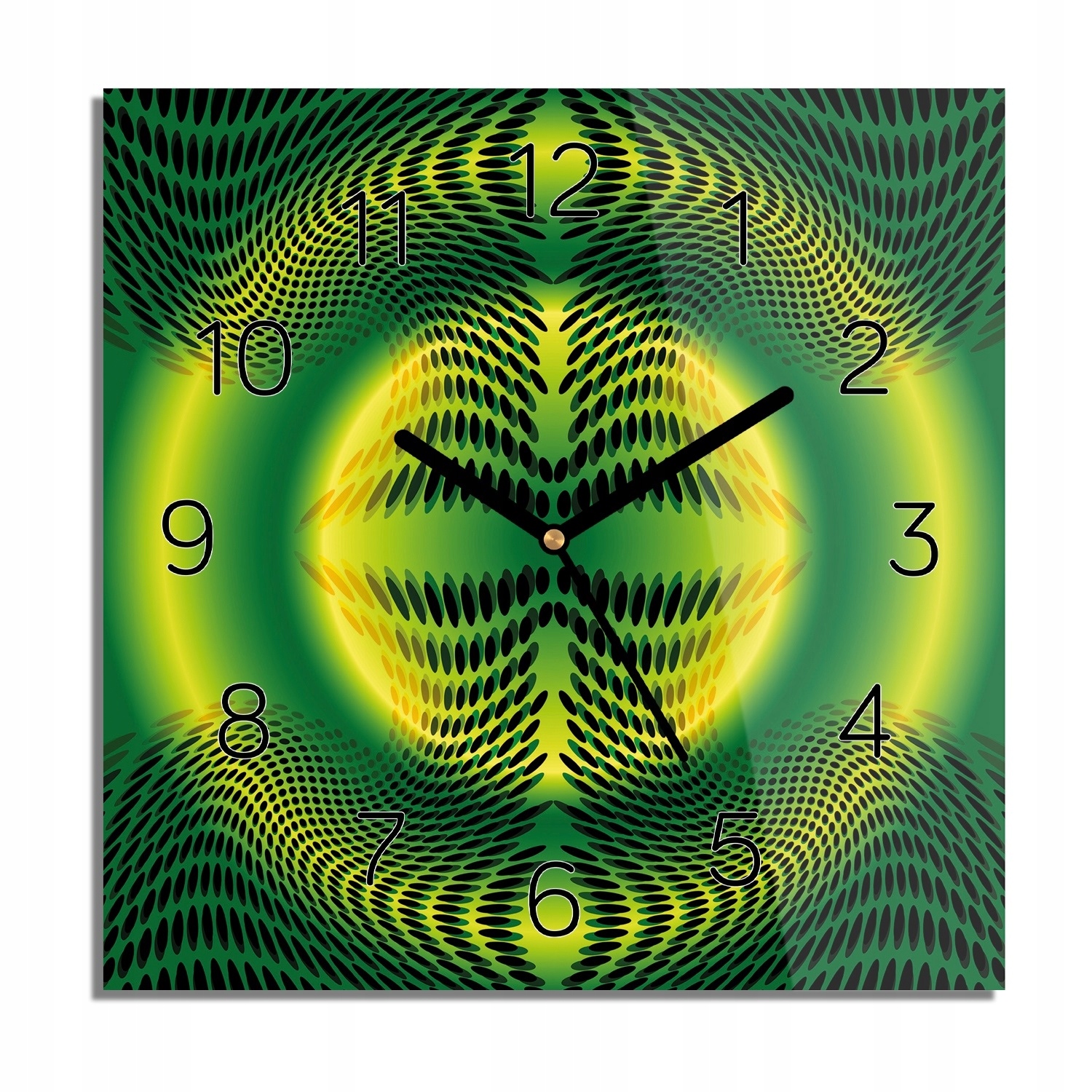 

Zielony wzór neon zegar szklany nowoczesny 30x30