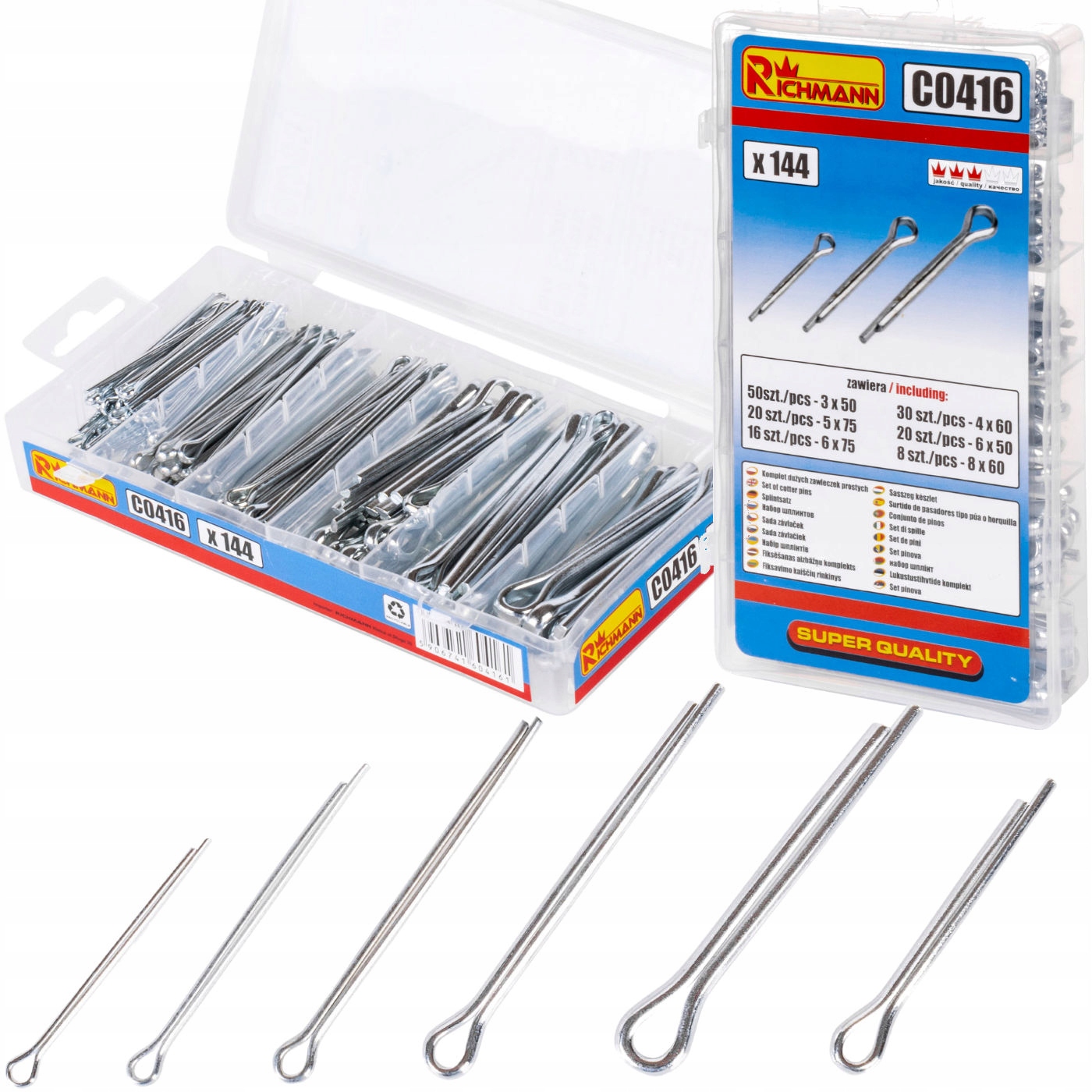 Richmann Zawleczki Duże Proste Zestaw 144 szt.