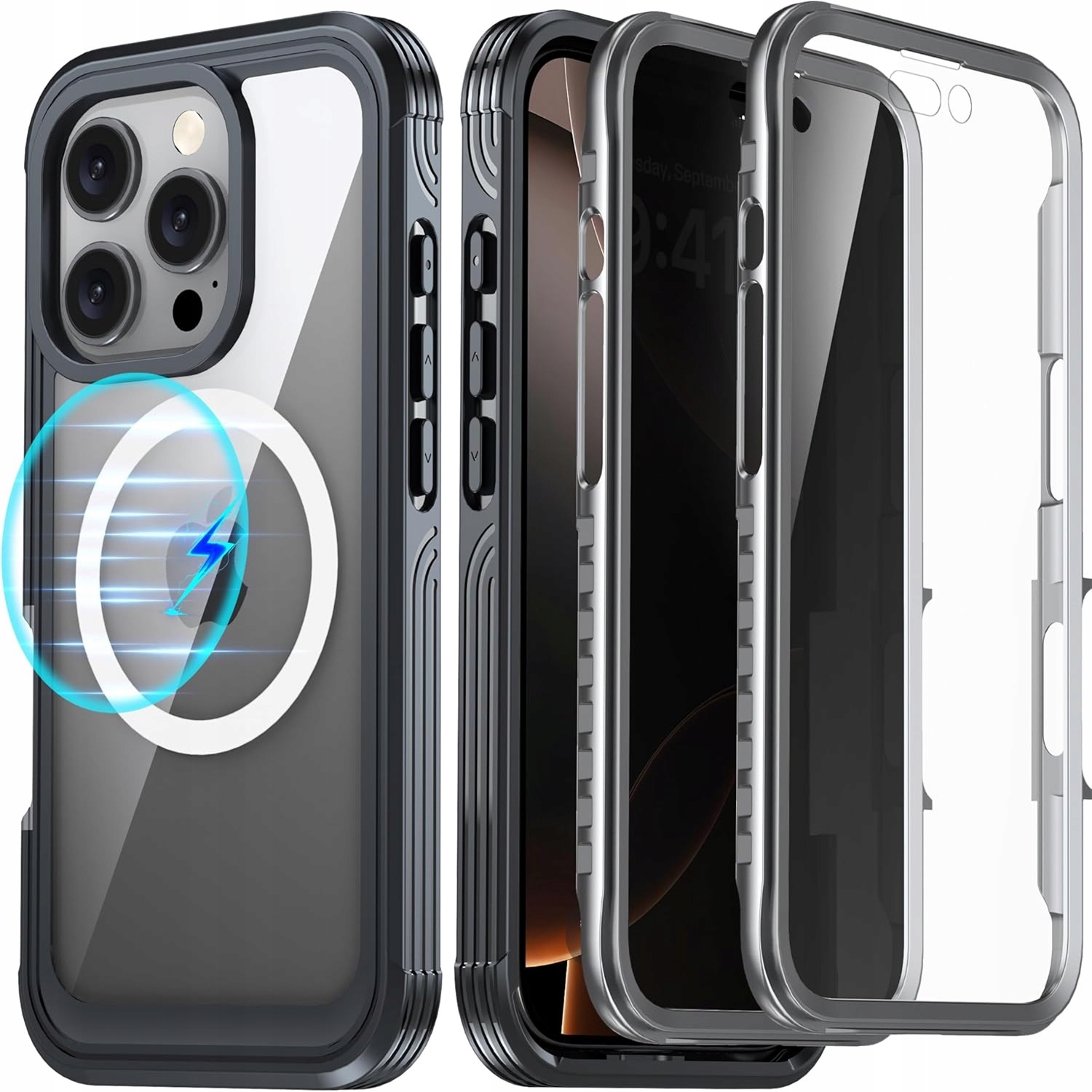 Etui PANCERNE FULL PROTECT 360° do MAGSAFE OBUDOWA do APPLE IPHONE 16 PRO Marka Sasal