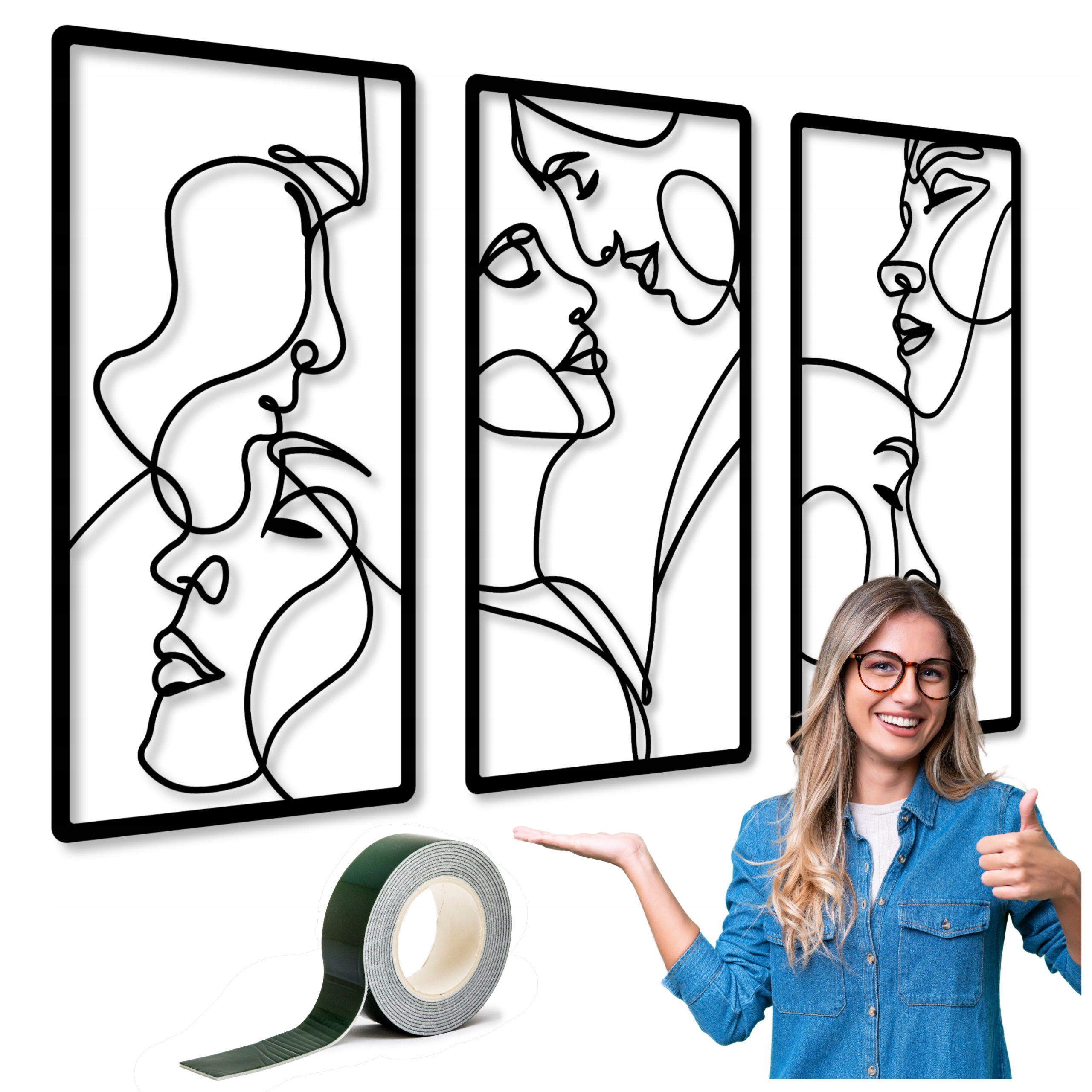 Ažurový Obraz Nástěnná Dekorace Obývacího Pokoje Tváře Triptych Obrazy Kuchyně 140 cm