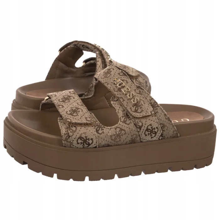 Dámské boty Nazouváky na platformě Guess Faxon2 FLJF2X FAL03 Béžové