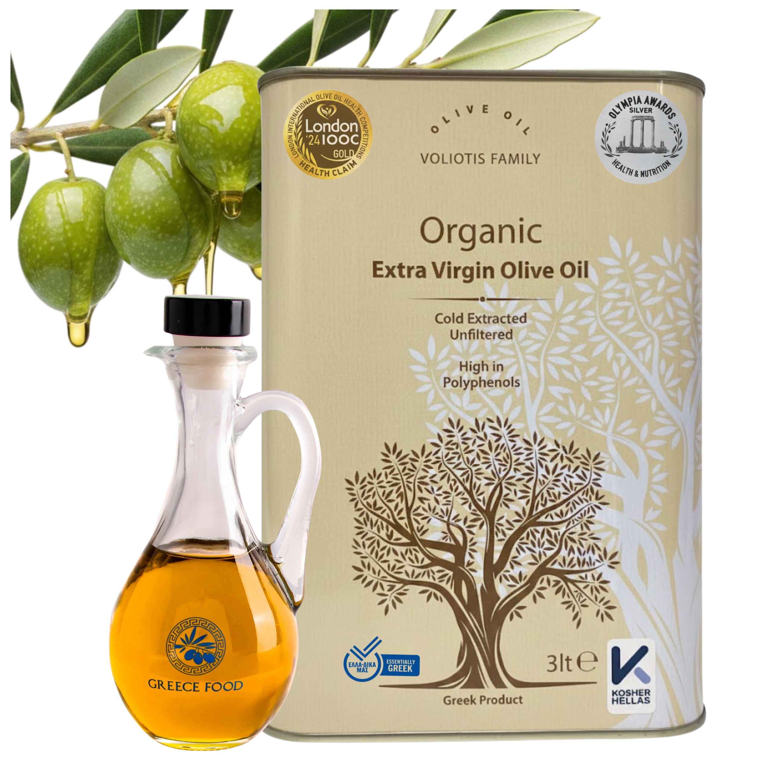 Oliwa Z Oliwek Extra Virgin 3L Grecka Niefiltrowana Butelka 250ML