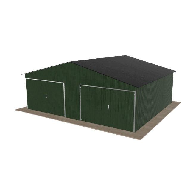 Plechová garáž 7x6 m dvoupolohová, dvoupolohová, zelená