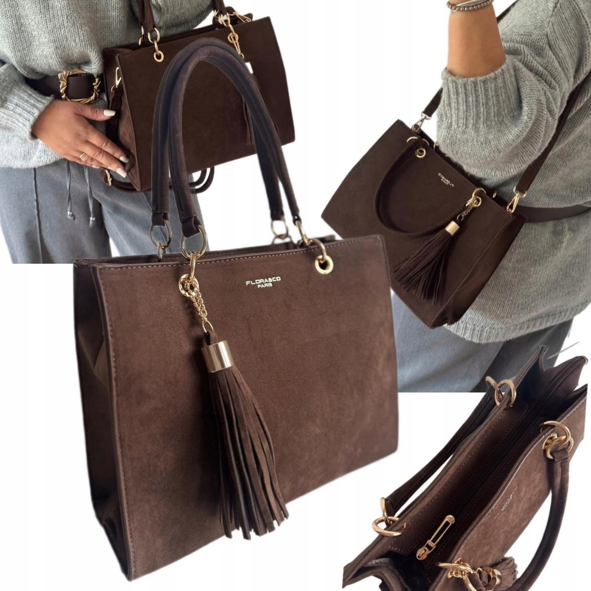 Dámská Dárek K Velikonoce Flora&co Semišová Taška Shopper Hnědá A5