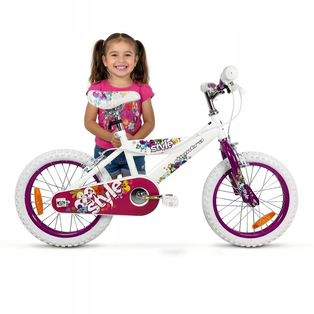 Rowerek Dziecięcy Dla Dziewczynki 16 Cali Biały Rózowy