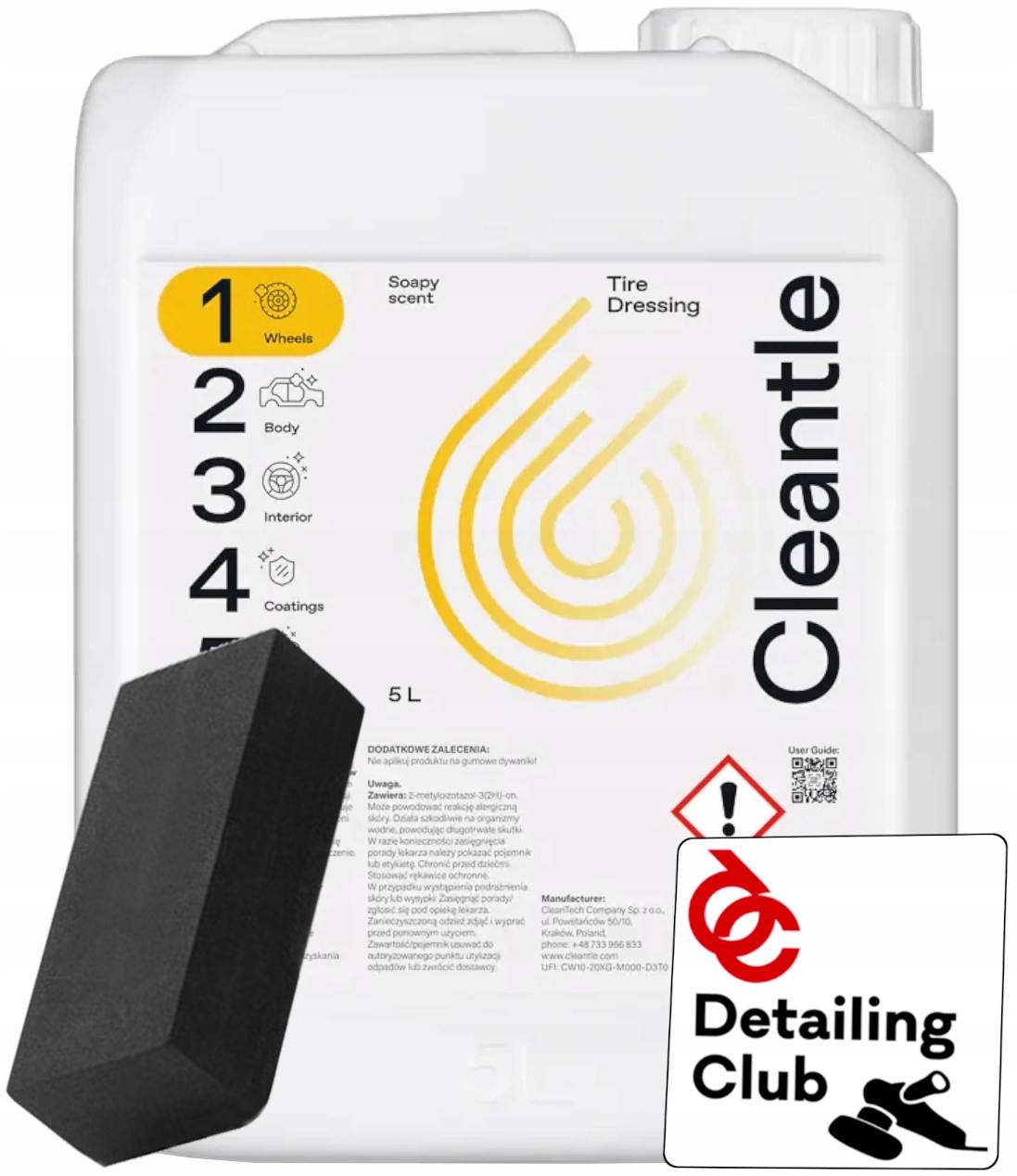 Cleantle Tire Dressing pre pneumatiky a bezpečnostné tesnenia zlepšuje vzhľad 5L