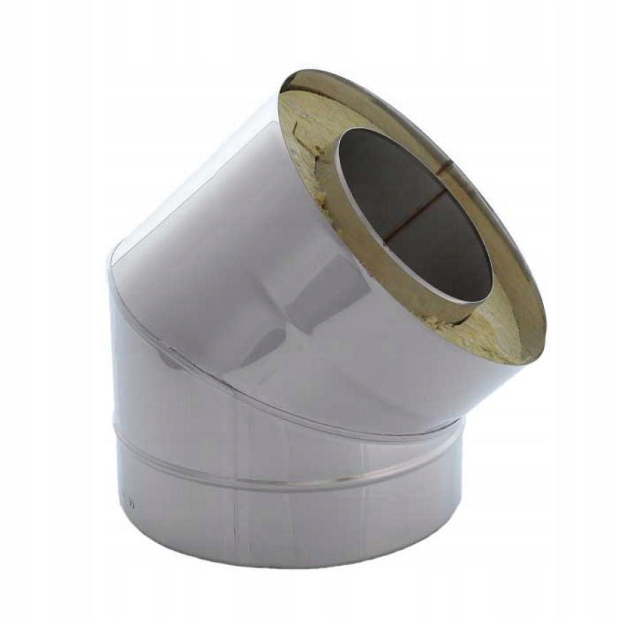 Izolované koleno Ø150 250 45°, hr. 0.6 mm, nerez, trojplášť