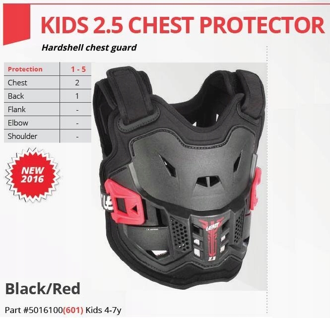 Leatt Chránič Hrudníka (buzer) Chest Protector 2.5 Kids Black Farba