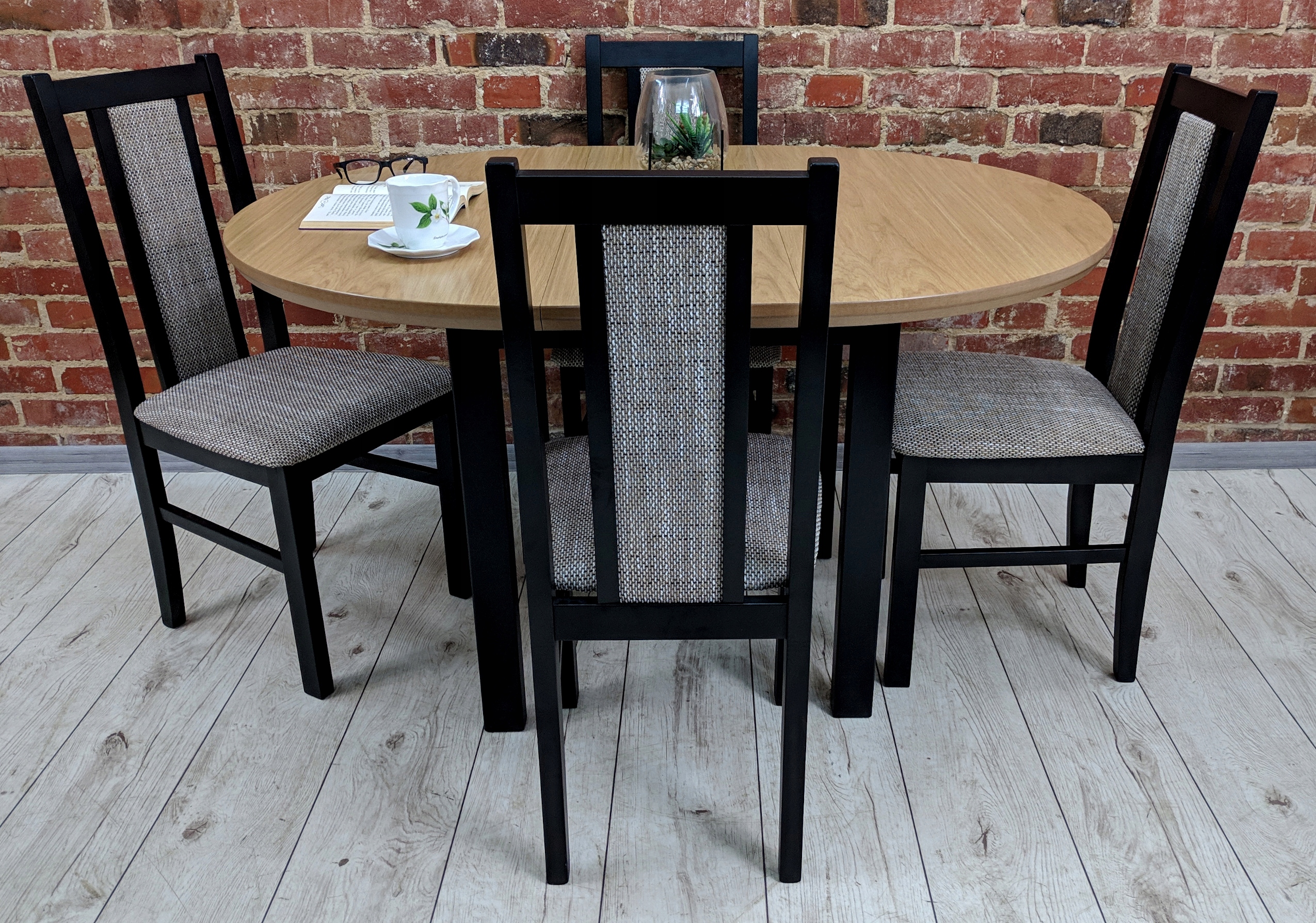 Stół rozkładany okrągły 100/130 loft skandynawski Szerokość mebla 100 cm