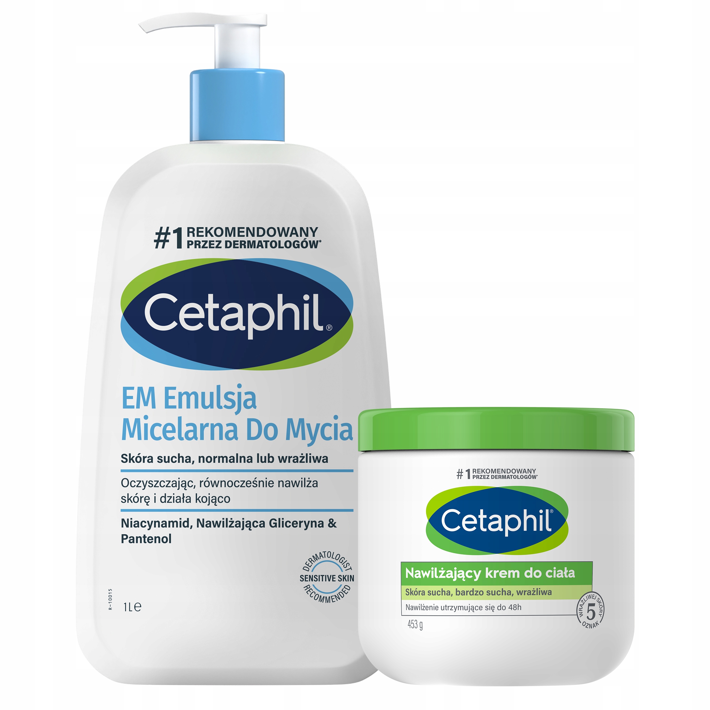 Zestaw Cetaphil Krem nawilżający do ciała 453g i Em Emulsja 1L