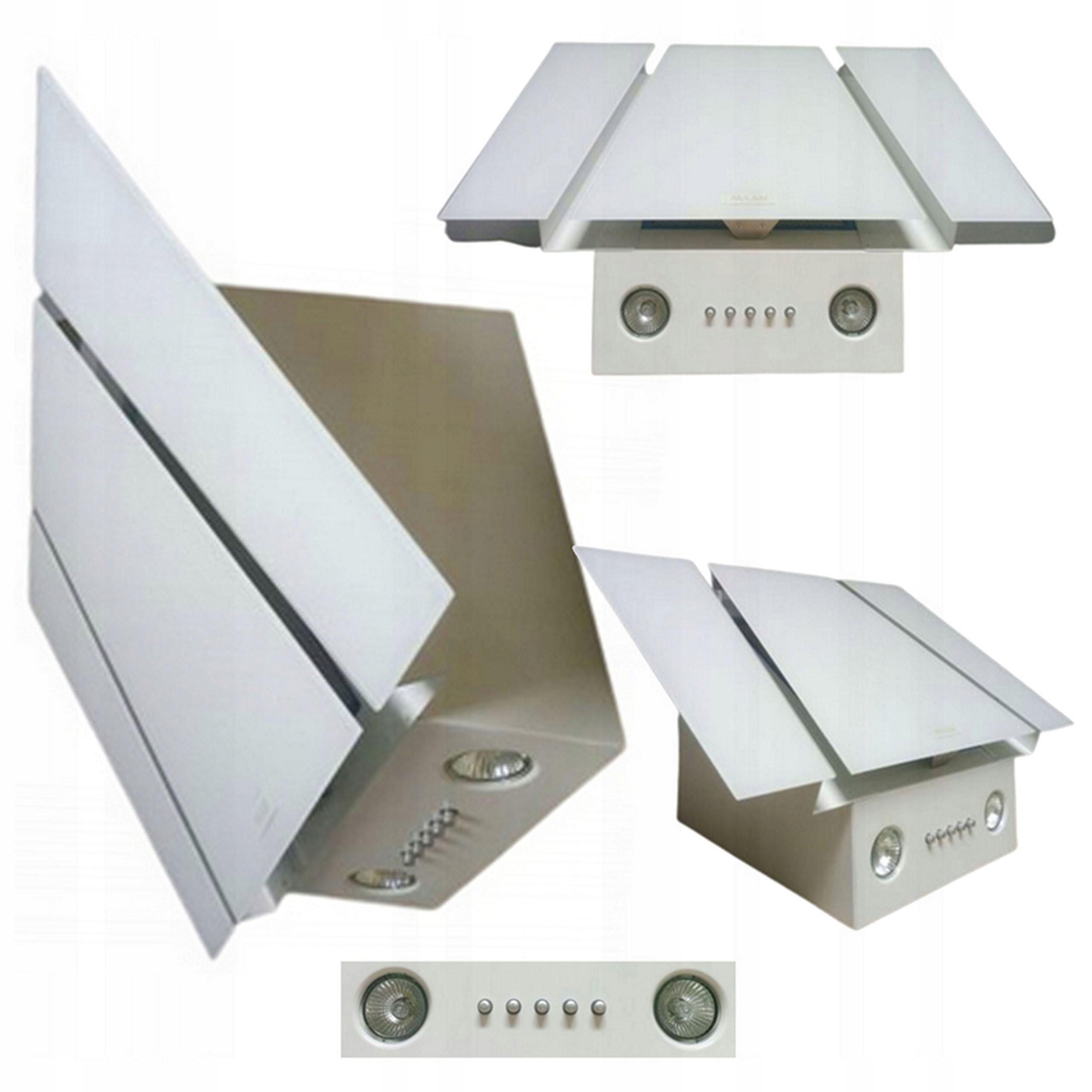 Okap kuchenny Maan Breso 60cm Białe Szkło Biały Skośny Nowoczesny 325 m³/h