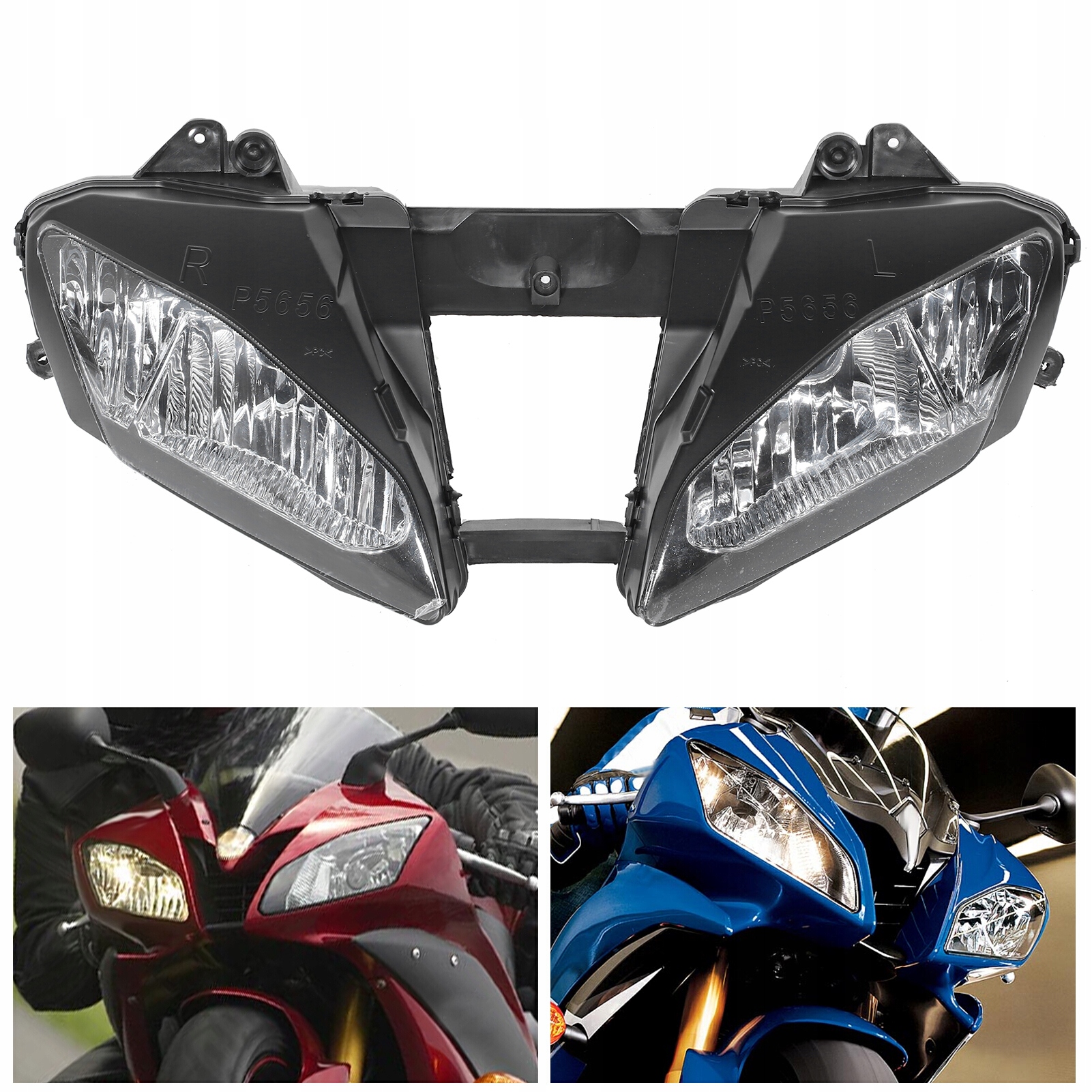 Zespół obudowy reflektora motocyklowego pasuje do YZF 600 R6 Jakość części (zgodnie z GVO) P - zamiennik o jakości porównywalnej do oryginału