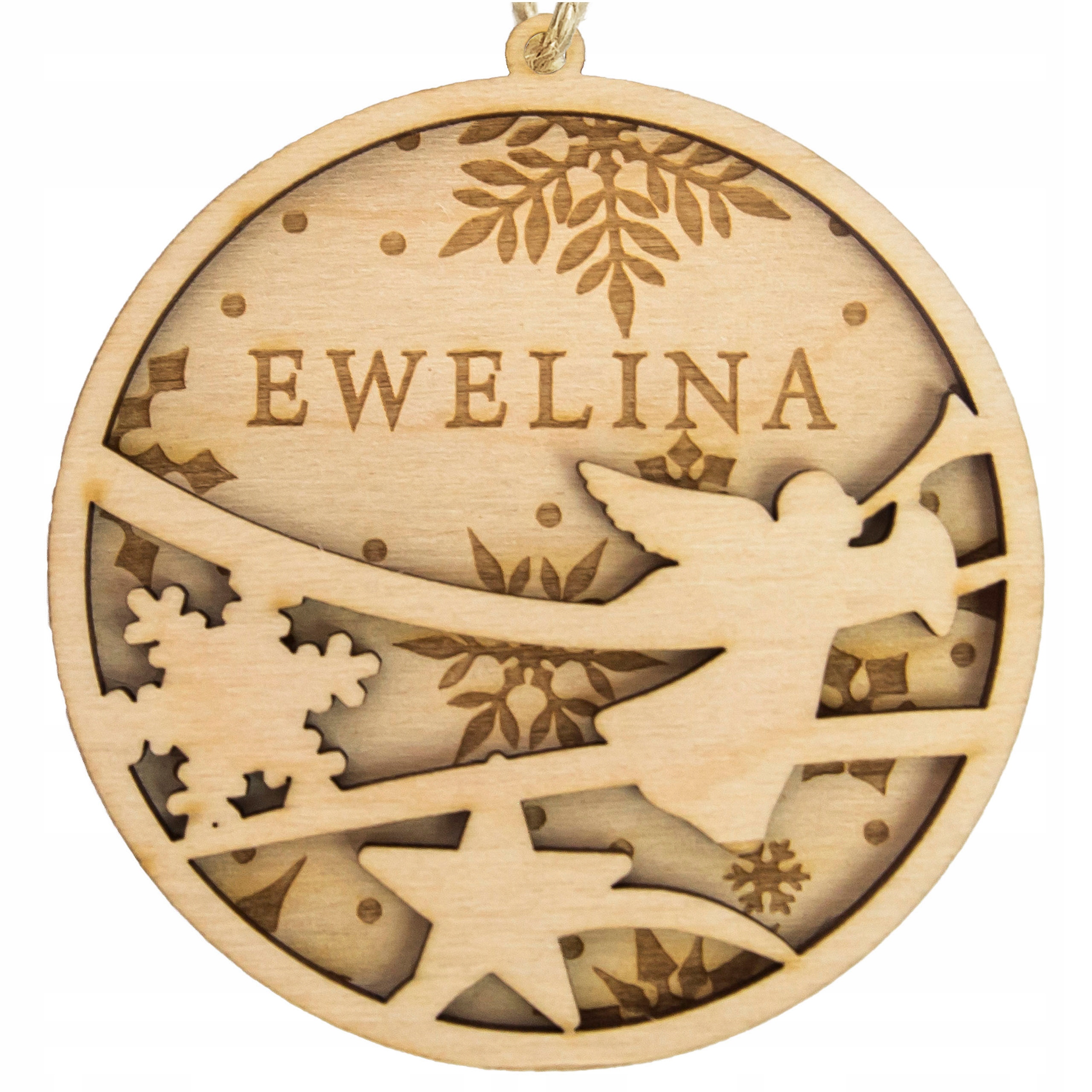 

Drewniana Bombka na Choinkę 3D Dekoracja Imię