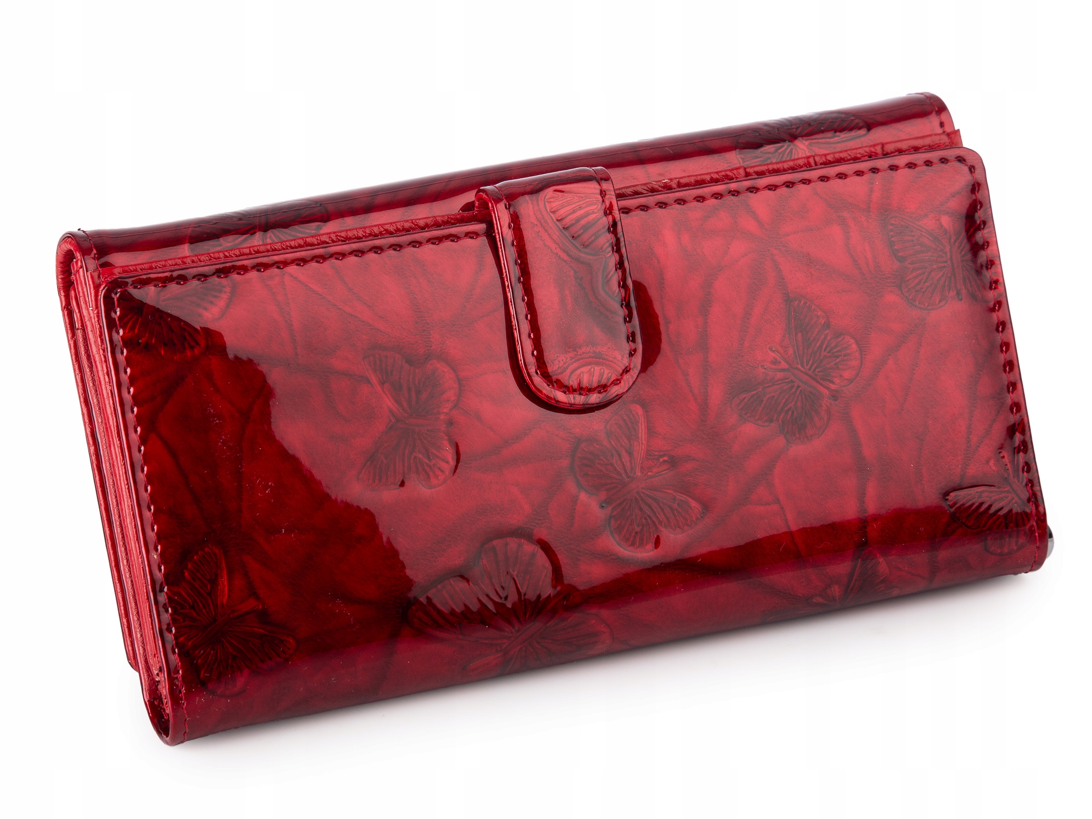 Velká dámská kožená peněženka Jennifer Jones Rfid lakovaná červená kůže