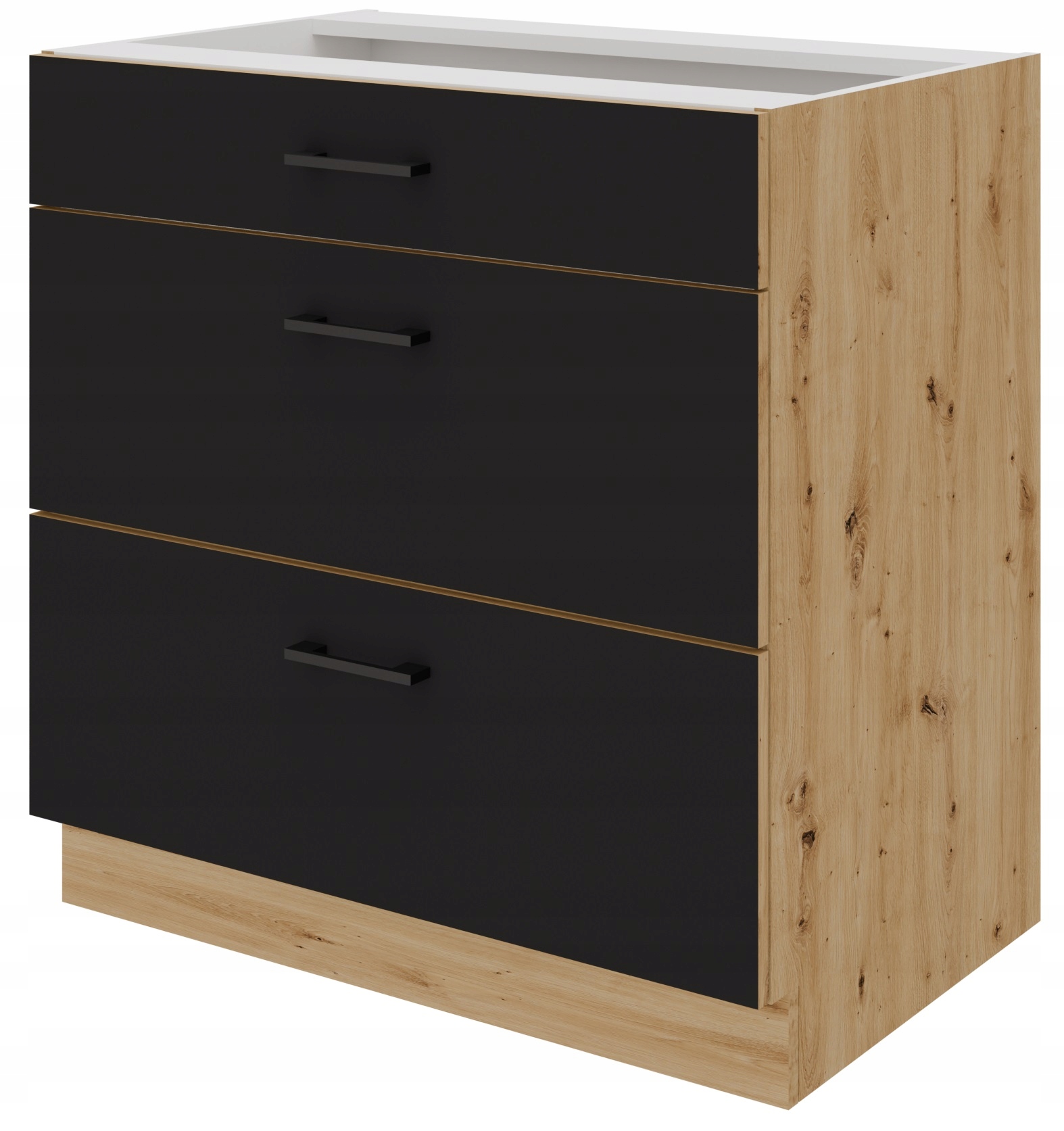 Kuchyňská skříňka se stojícími zásuvkami Premium Box 80 cm. Černá Dub Artisan