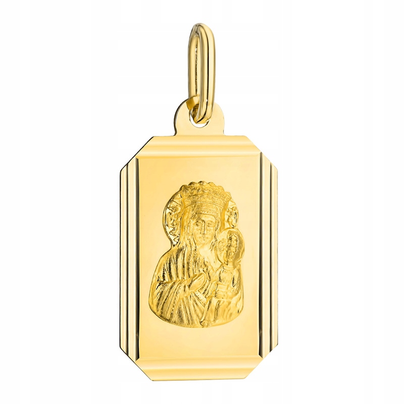 Zlatý Medailonek Přívěsek pr. 585 Panna Maria Čenstochovská 14k