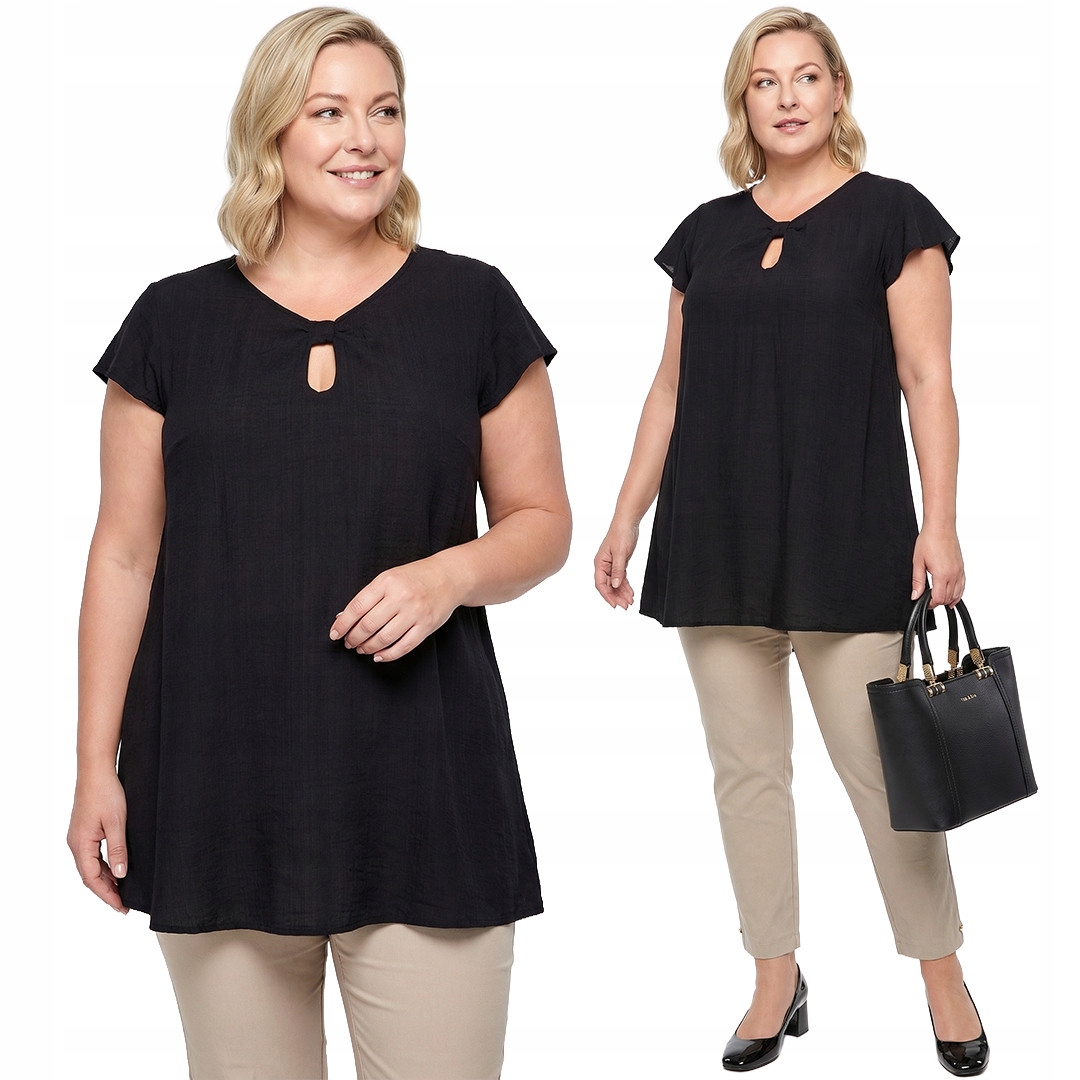 Černá tunika s výstřihem plus size velikost 52