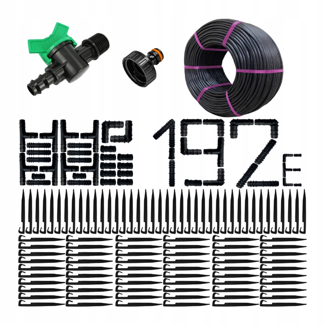 Linia Kroplująca Wąż kroplujący Duży Zestaw Do Nawadniania 100m 192 el