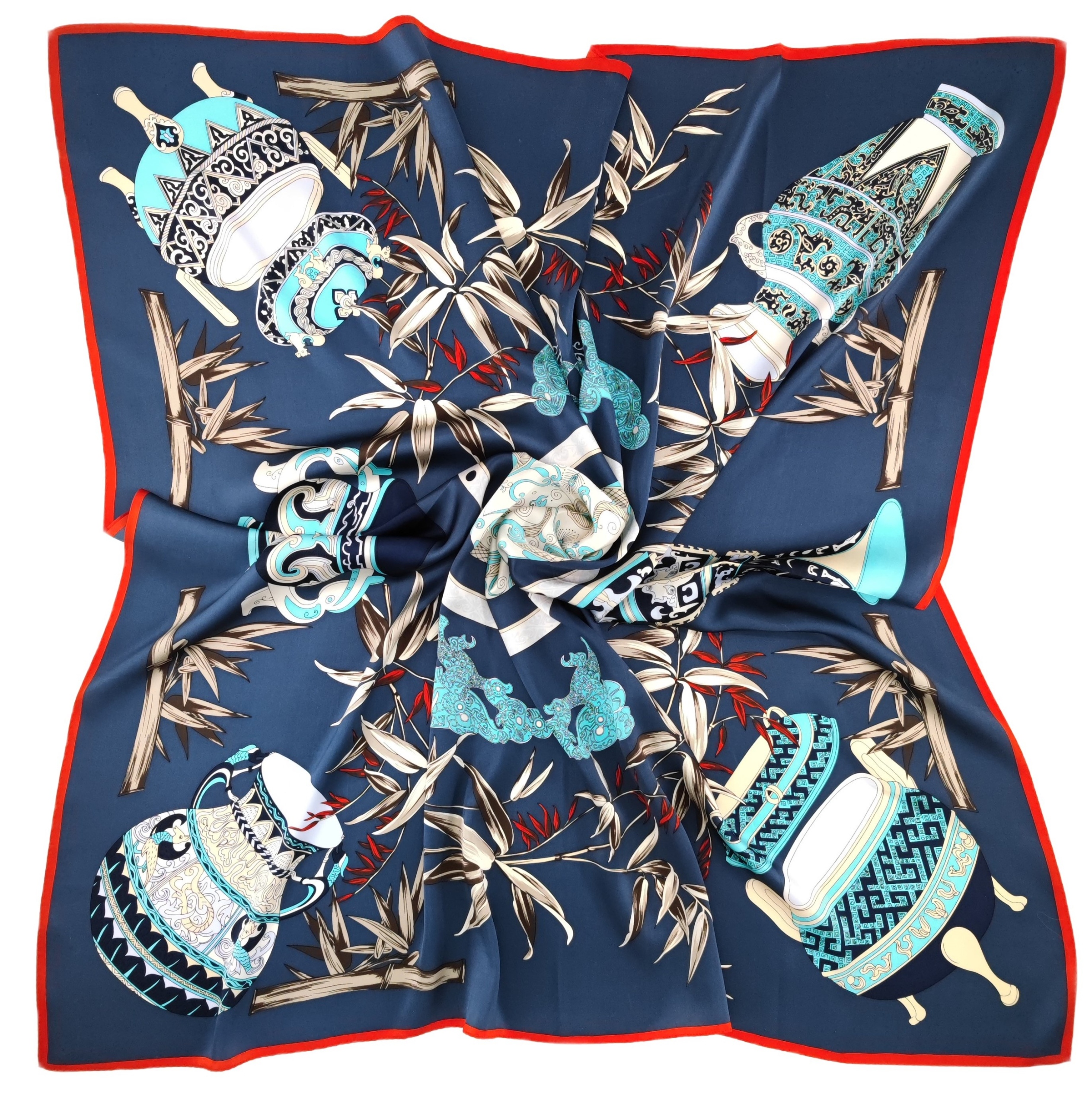 100% Hedvábný Značkový Šátek Šál Kvalita Hq