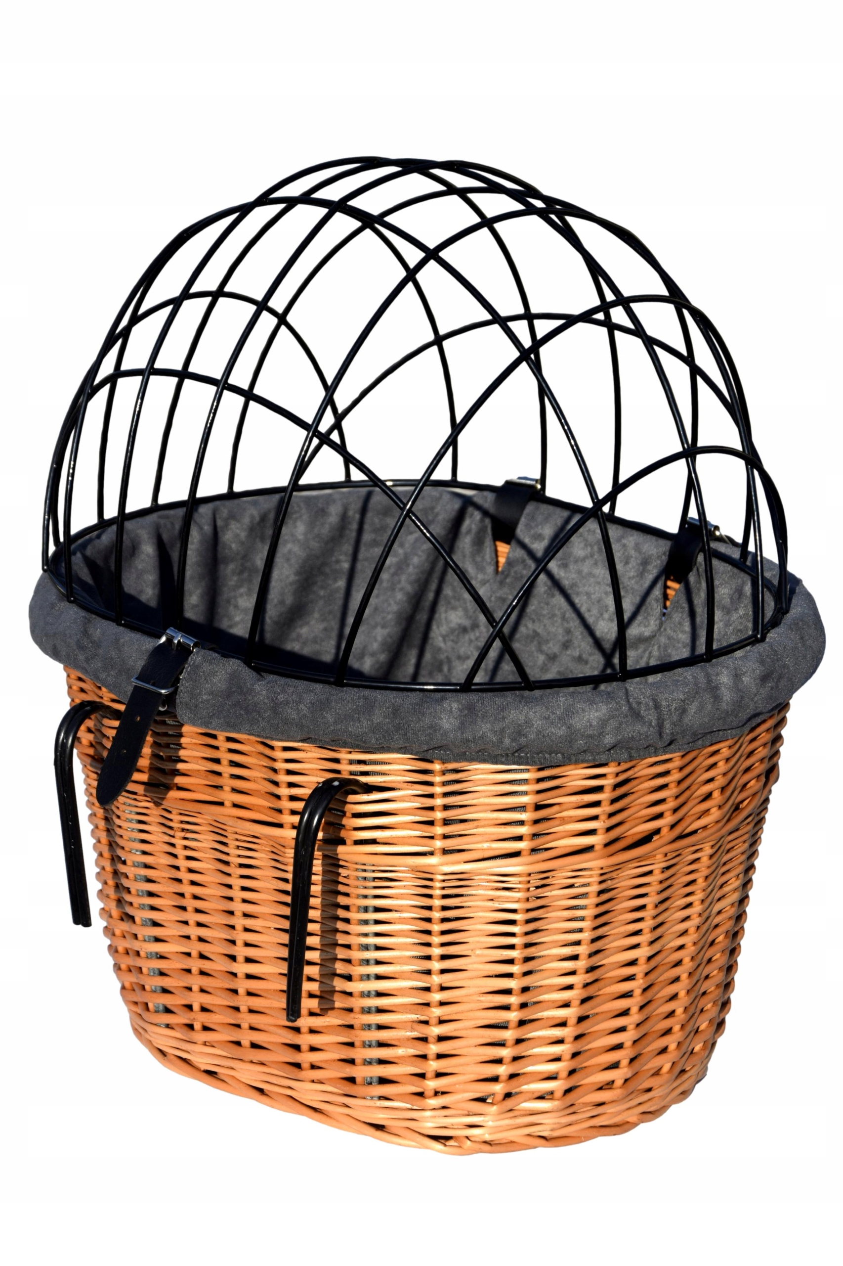 Transporter dla psa wiklinowy z kratką i obszyciem z wikliny duzy brązowy