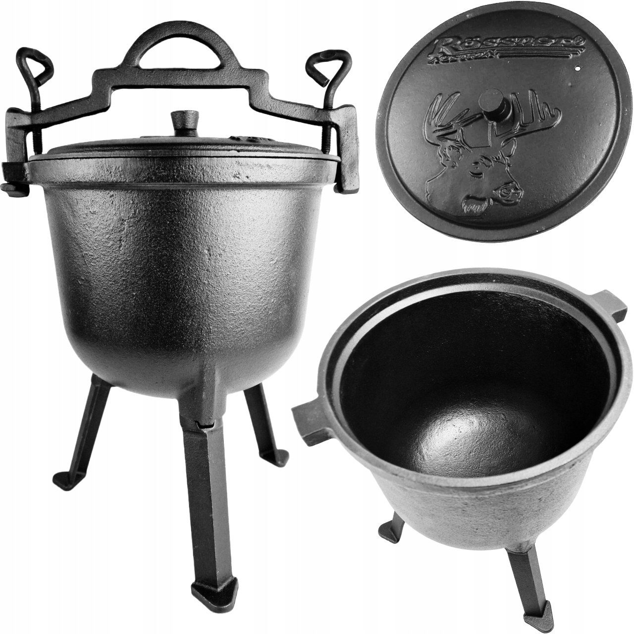 Kociołek Żeliwny Na Pieczonki Myśliwski Garnek 100% Żeliwo 8L Rossner