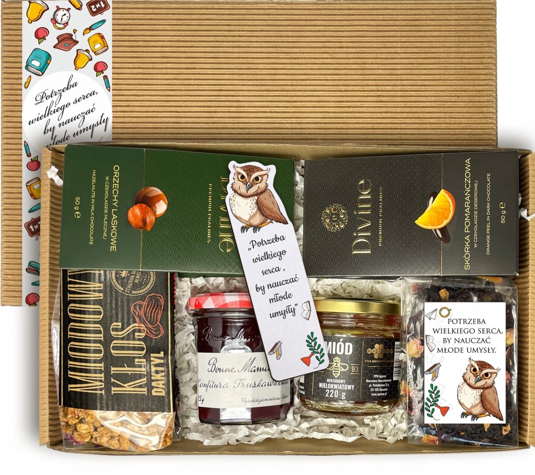 Zestaw Prezentowy Dla Nauczyciela Miód Herbata Konfitura Czekoladki Pudełko