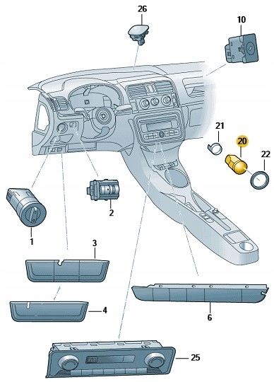 PRZYCISK START-STOP SKODA FABIA III IV OCTAVIA III RAPID SUPERB II YETI Producent części Skoda OE