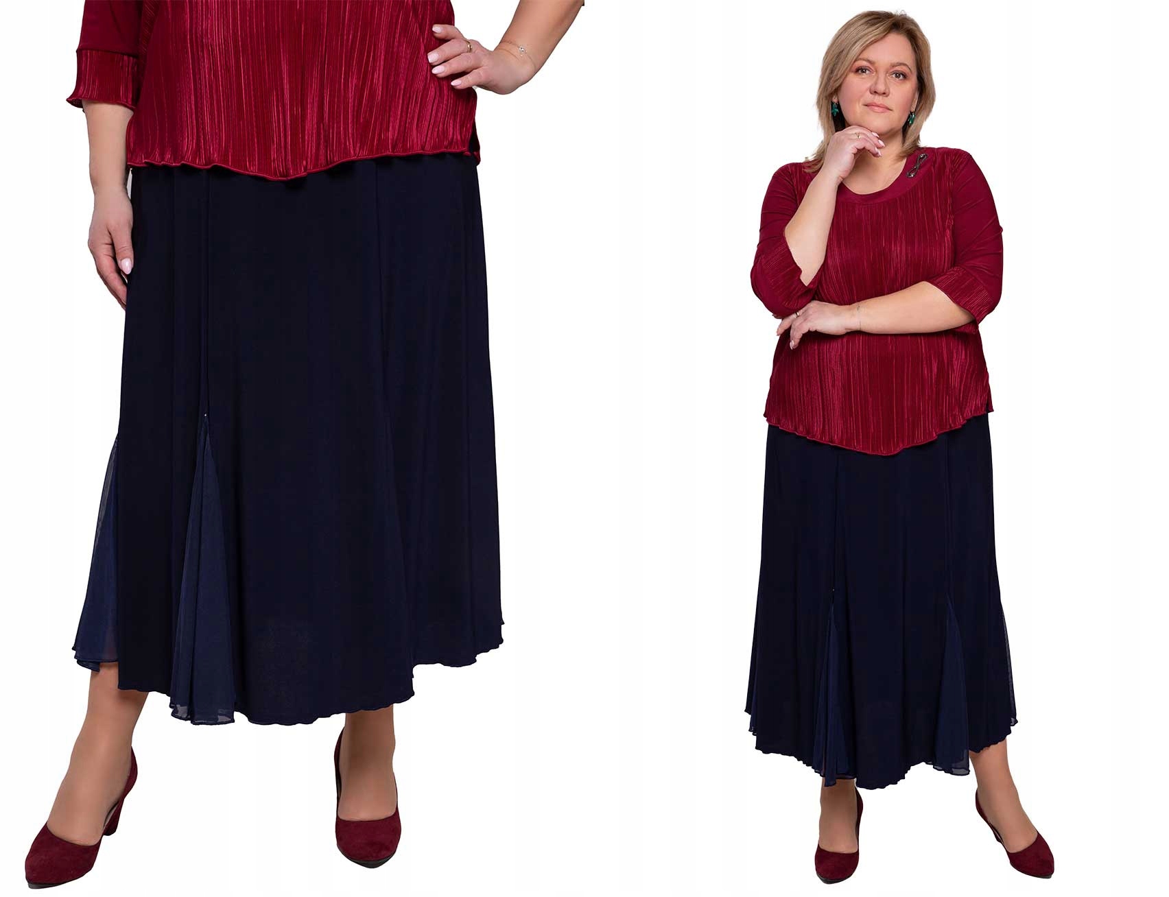 Modrá sukně s šifonem 60/62