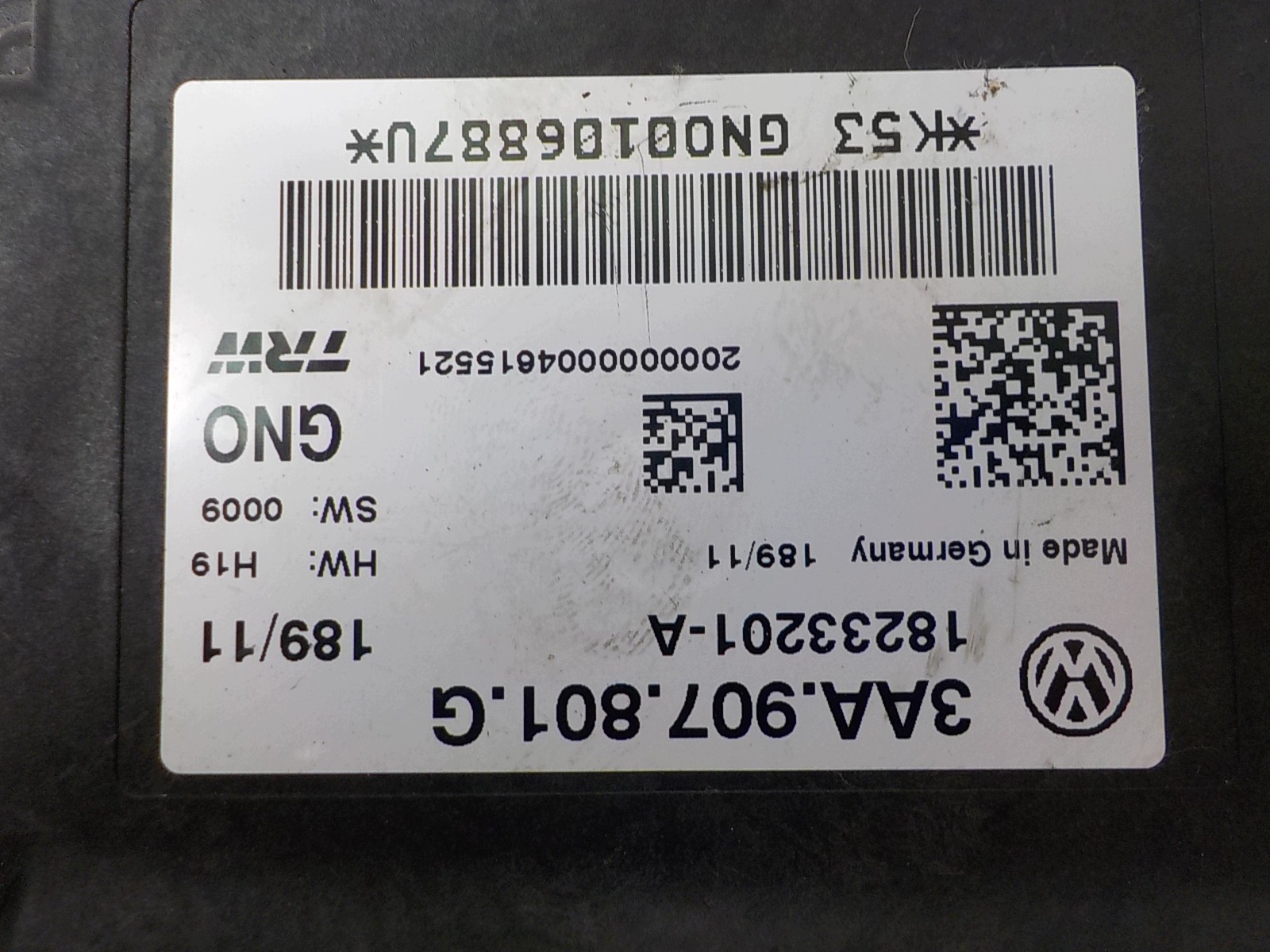 VOLKSWAGEN PASSAT B7 Unité commande confort 3AA907801G 18233201-A TRW