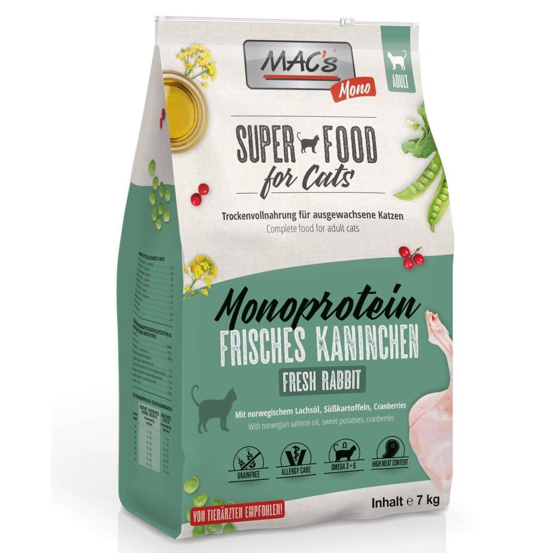 Levně MAC's Cat Adult Suché Krmivo Monoproteinové Pro Kočky 7kg Čerstvý Králík