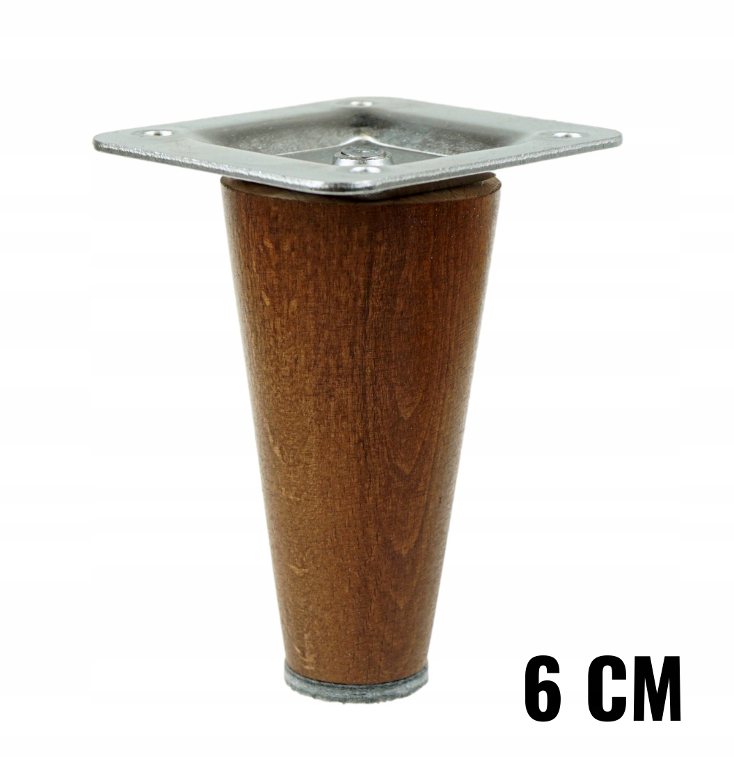 

Noga 6 cm orzech drewniana z blachą montażową